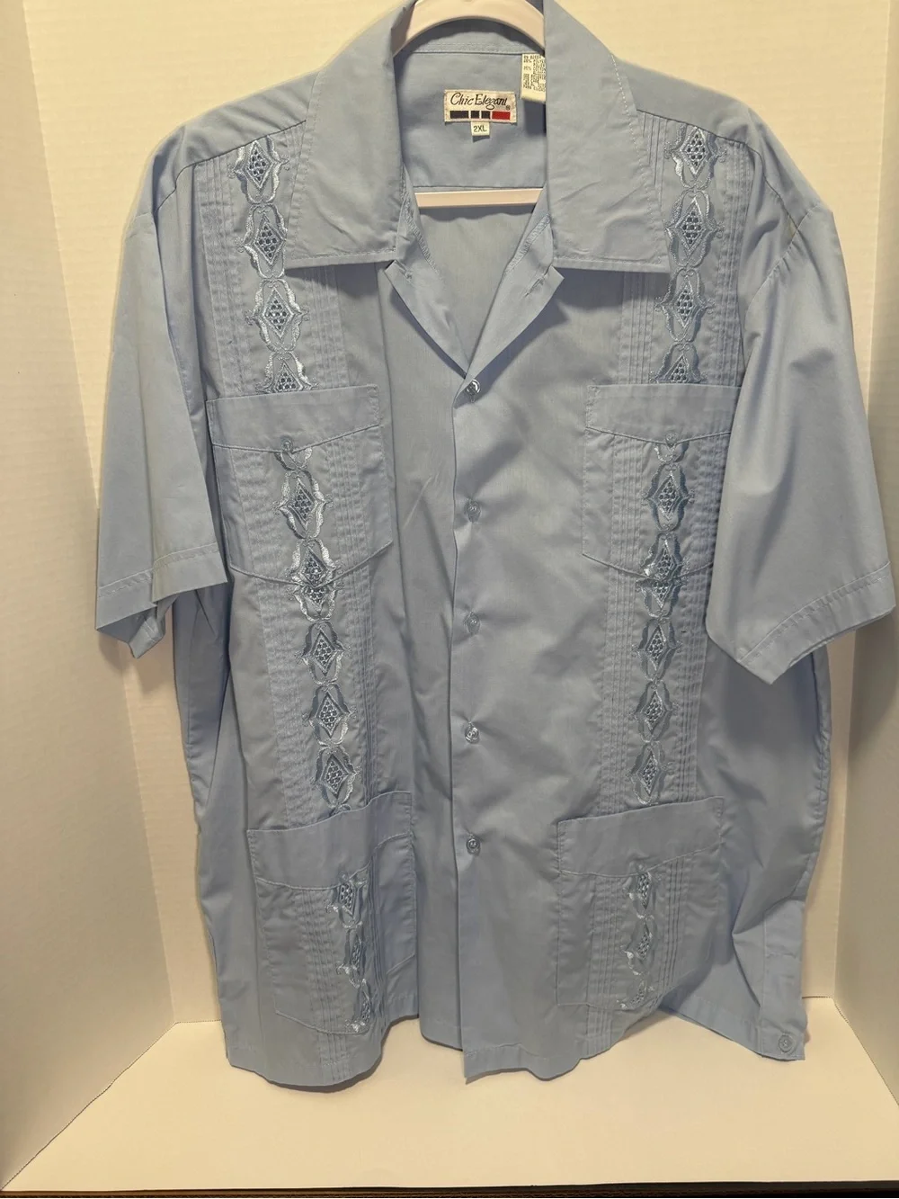Chic Elegant Mens Button Up Embroidered Shirt